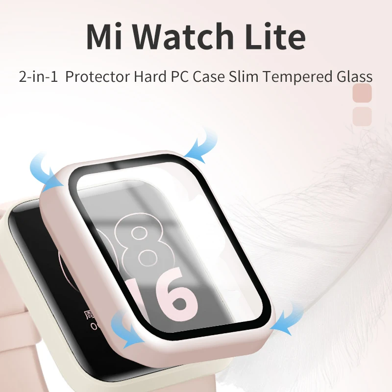 

Протектор экрана Mi Watch Lite 2 в 1, Жесткий Чехол из поликарбоната, тонкое закаленное стекло, защита экрана, Общий защитный чехол, красный Ват