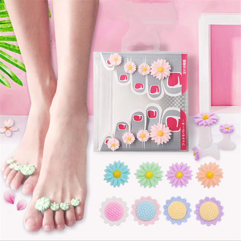 

8Pcs/SET 2019 Toe Silicone Separator Nail Art DIY Tool Pedicure Flower Waterdrop Crystal Diamond Pearl Separator Foot Care Tools