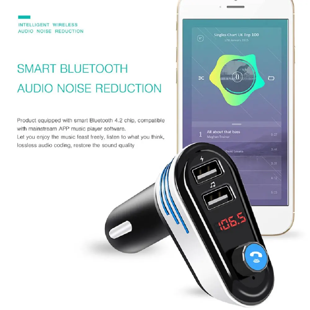 DSYCAR 1 шт. Bluetooth Handsfree автомобильный комплект MP3 плеер A2DP музыкальный приемник адаптер Поддержка IOS Android смартфонов Планшет