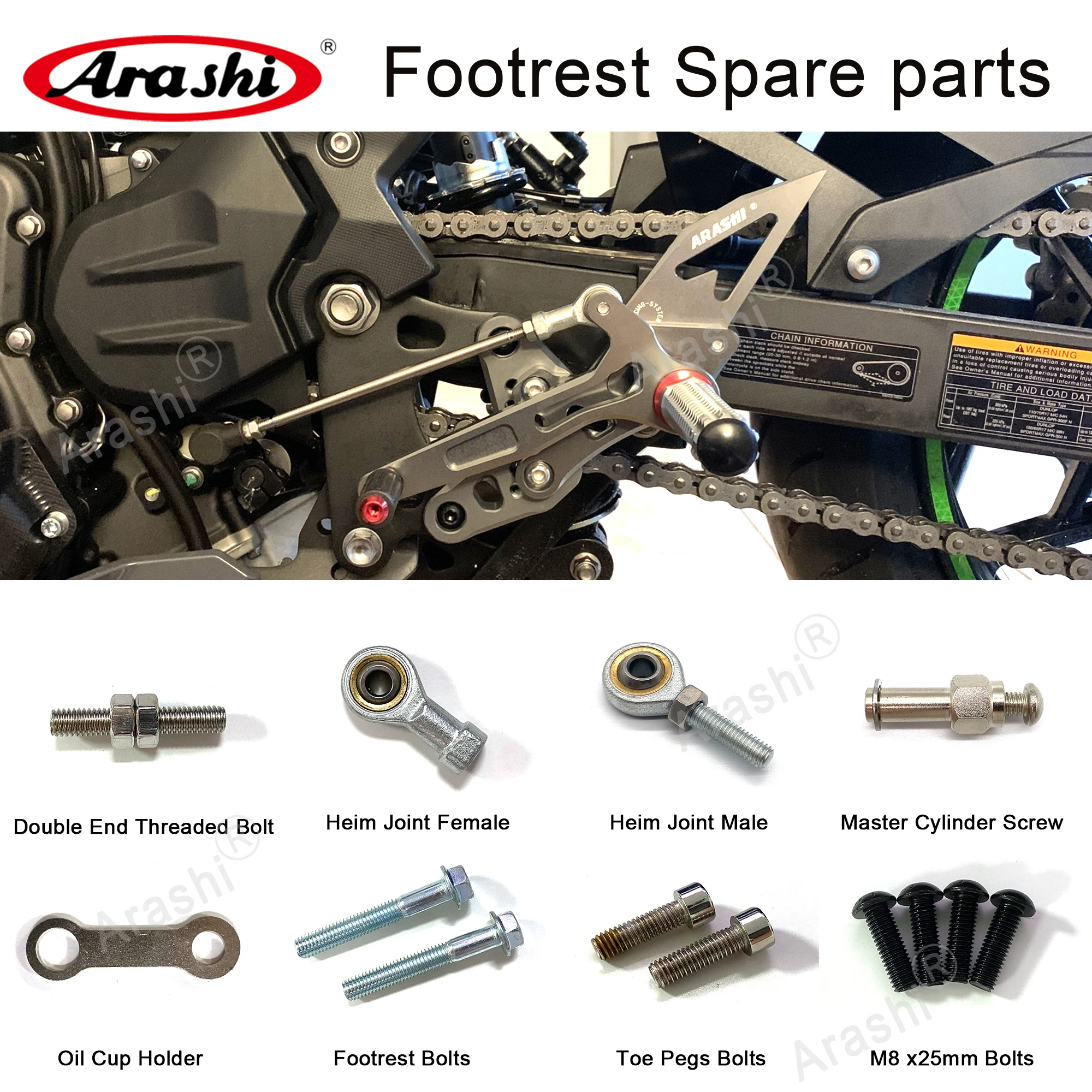 Arashi Spare Part Adjustable Rearsets Replacement Screw Bolts Bracket