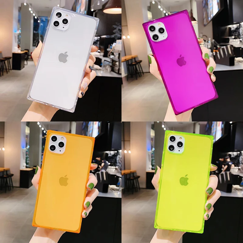 Прозрачный Мягкий ТПУ квадратный чехол для телефона iPhone 12 Mini 11 Pro Xs Max 6 6s 7 8 Plus Xr X SE