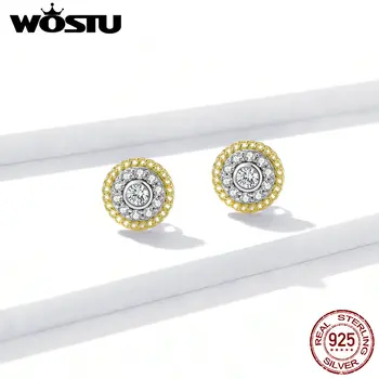 

WOSTU 925 Sterling Silver Earring Woven Blooming Shine Earrings stud CZ Crystal Pretty Earring For Wedding Accessories