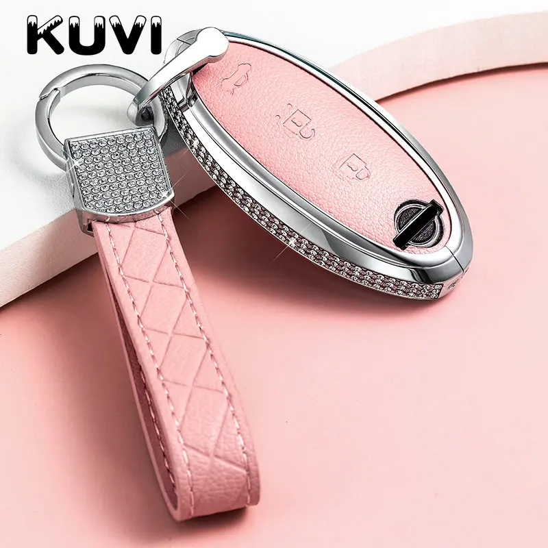 Women Leather Remote Car Key Case Cover For Nissan Qashqai Skyline Juke Alissa X-trail 3 Button Remote Protection - - Racext™️ - - Racext 25
