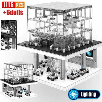 

1116Pcs City Creator Series Phone Store Model Building Blocks Technic Classic City Street View LED Light Figures Bricks Kids Toy