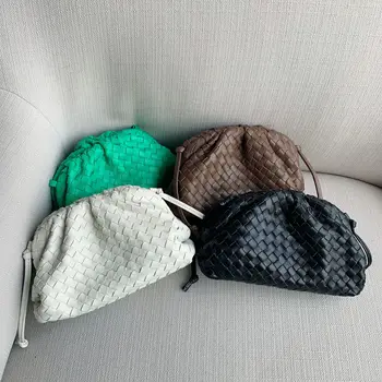 

Weaving Style Leather Woven Women Bag 2020 Clutch Cloud Bag Solid color dumpling bag shoulder Crossbody Bags