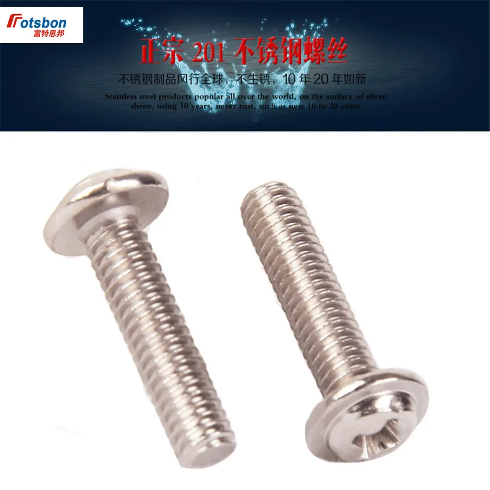 

M5/M6 Cross Recessed Pan Head Screws With Collar Tornillos Pad Screw 201 Stainless Steel Viti Phillip Plaine Puntas Vis DIN967