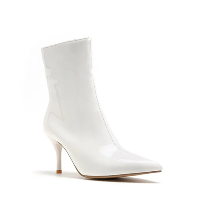 MORAZORA/ г., популярные модные женские ботильоны однотонные туфли на высоком каблуке-шпильке с острым носком простые осенние женские полусапожки
