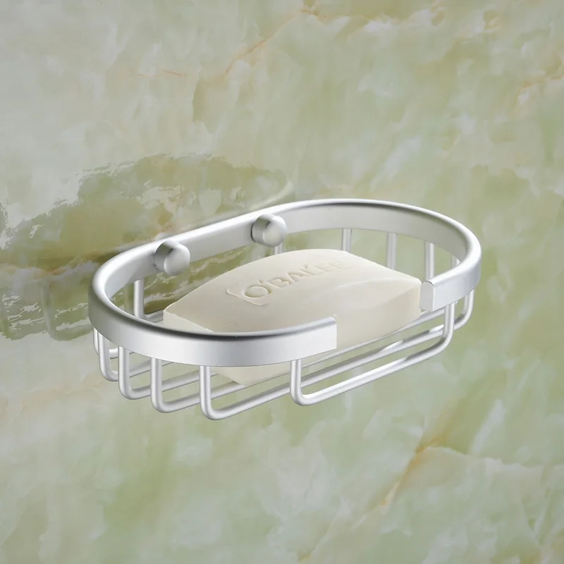 Stain-resistant bathroom accessories round Space Aluminium soap basket shelf bracket holder soap dish