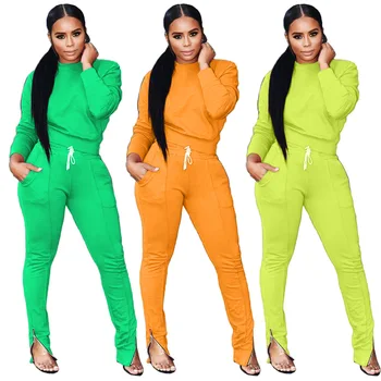 

Autumn Winter Women Two Piece Set Top and Pants Plus Size Tracksuit Sweatsuit Outfit Casual Active Solid Color Sets