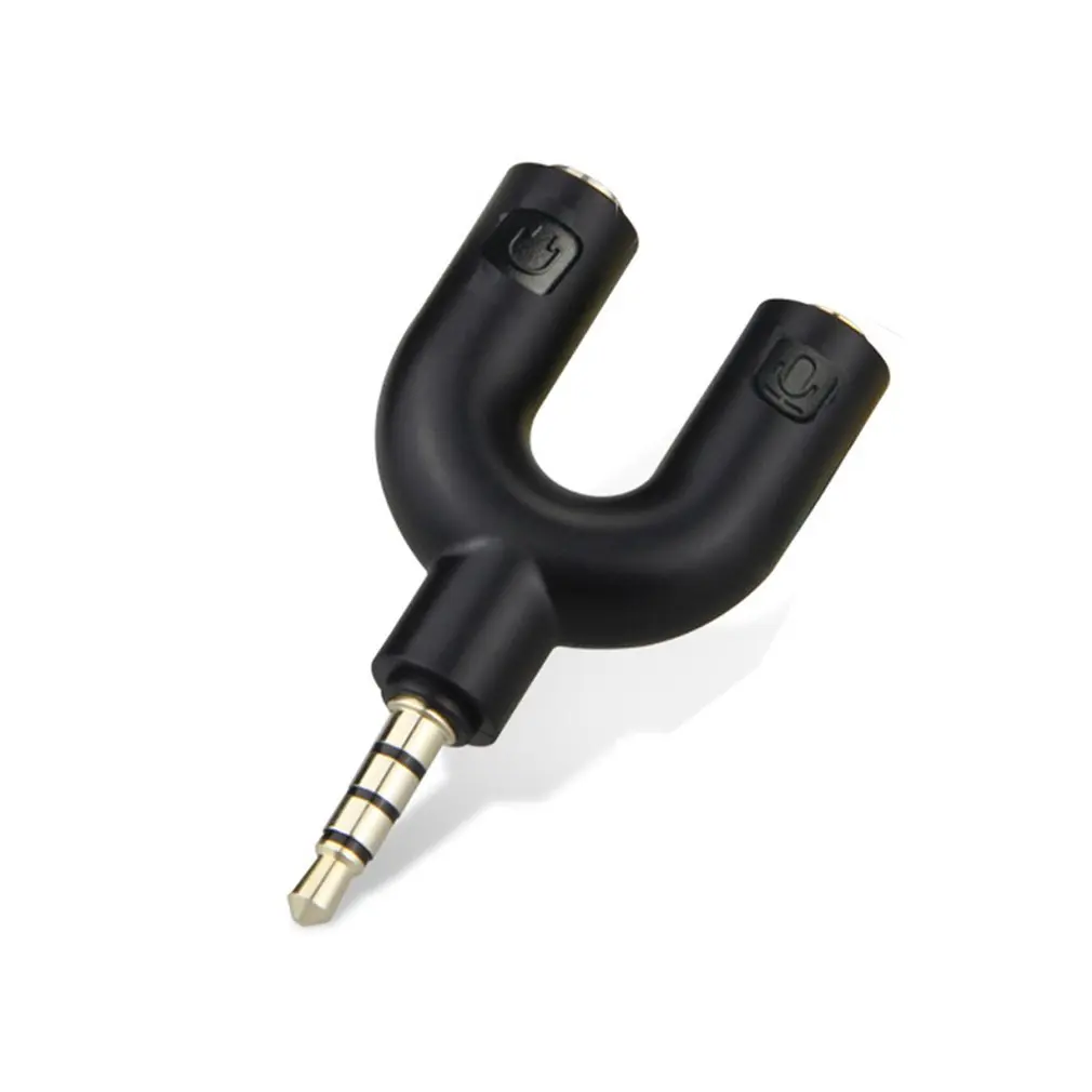 

U Shape 3.5mm Earphone Adapter Computer Headset Couple Audio Splitter Male To 2 Female Stereo Adapter For Smartphone