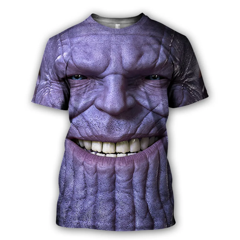 Мужские Забавные футболки с 3D принтом Thanos Face Уникальные короткими рукавами