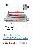 PQY-600*300*100 мм Универсальный турбо интеркулер бар и пластина OD = 3," Переднее Крепление интеркулера PQY-IN817-30