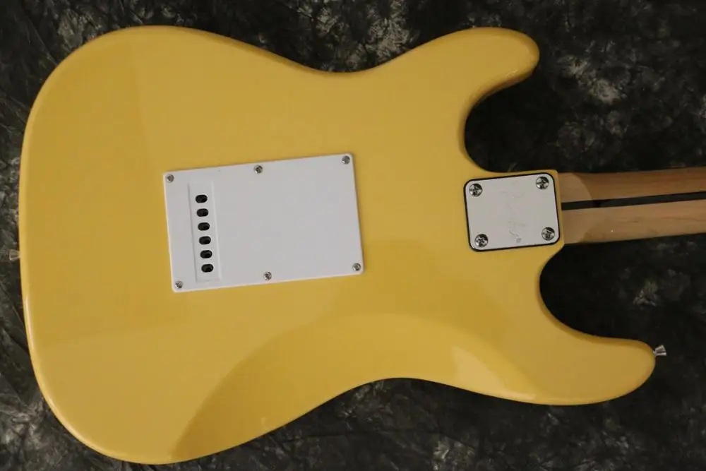 

Cream color star inlay neck electric guitar guitarra sss pickups maple neck skunt inlay neck back guitar guitarra