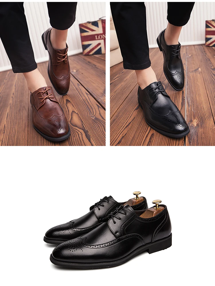 Новое поступление; Мужские броги в стиле ретро; классические строгие кожаные туфли в деловом стиле; Мужские модельные туфли; оксфорды; свадебные модельные туфли; большие размеры