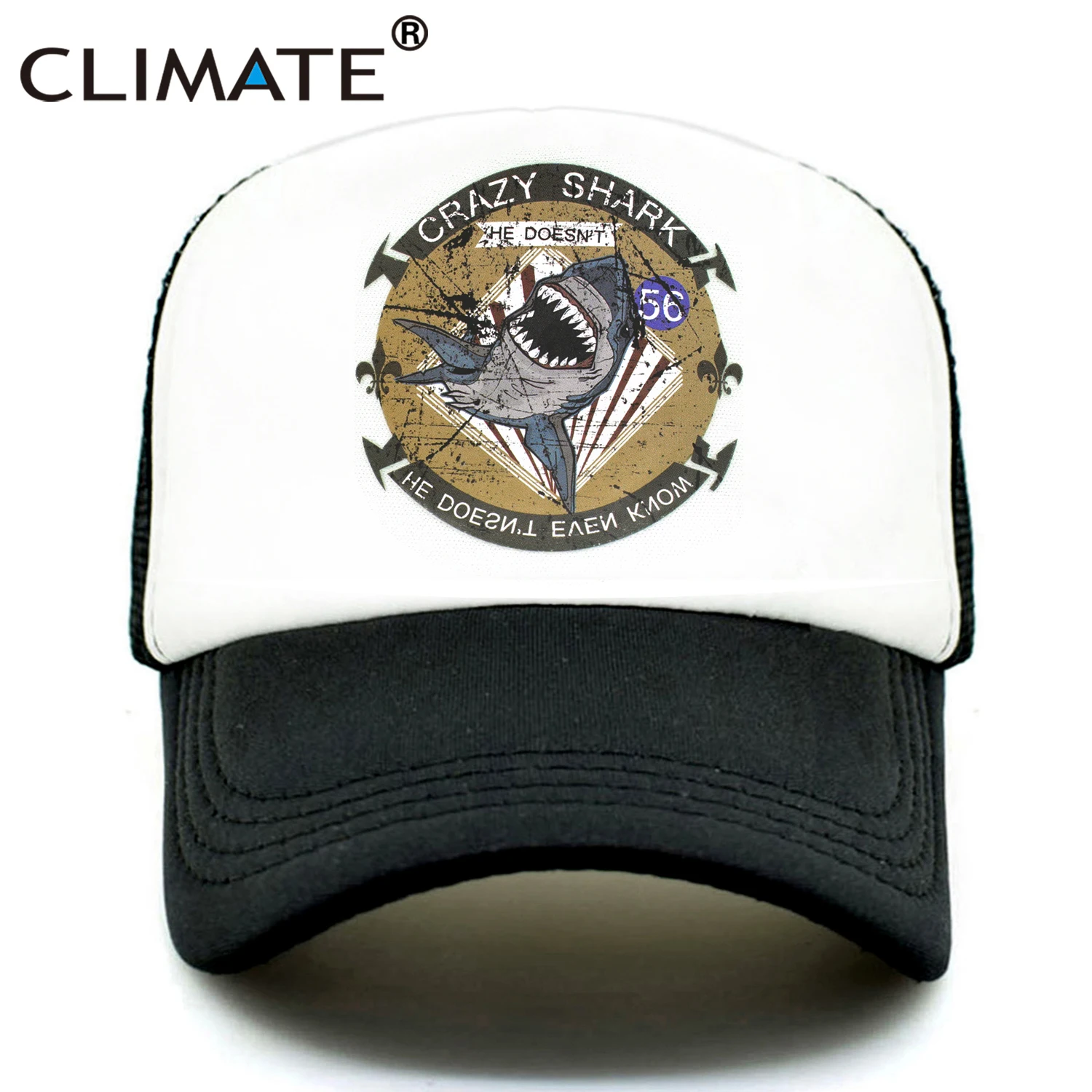 Бейсболка CLIMATE Crazy Shark кепка для путешествий пляжа серфинга летняя в стиле хип хоп