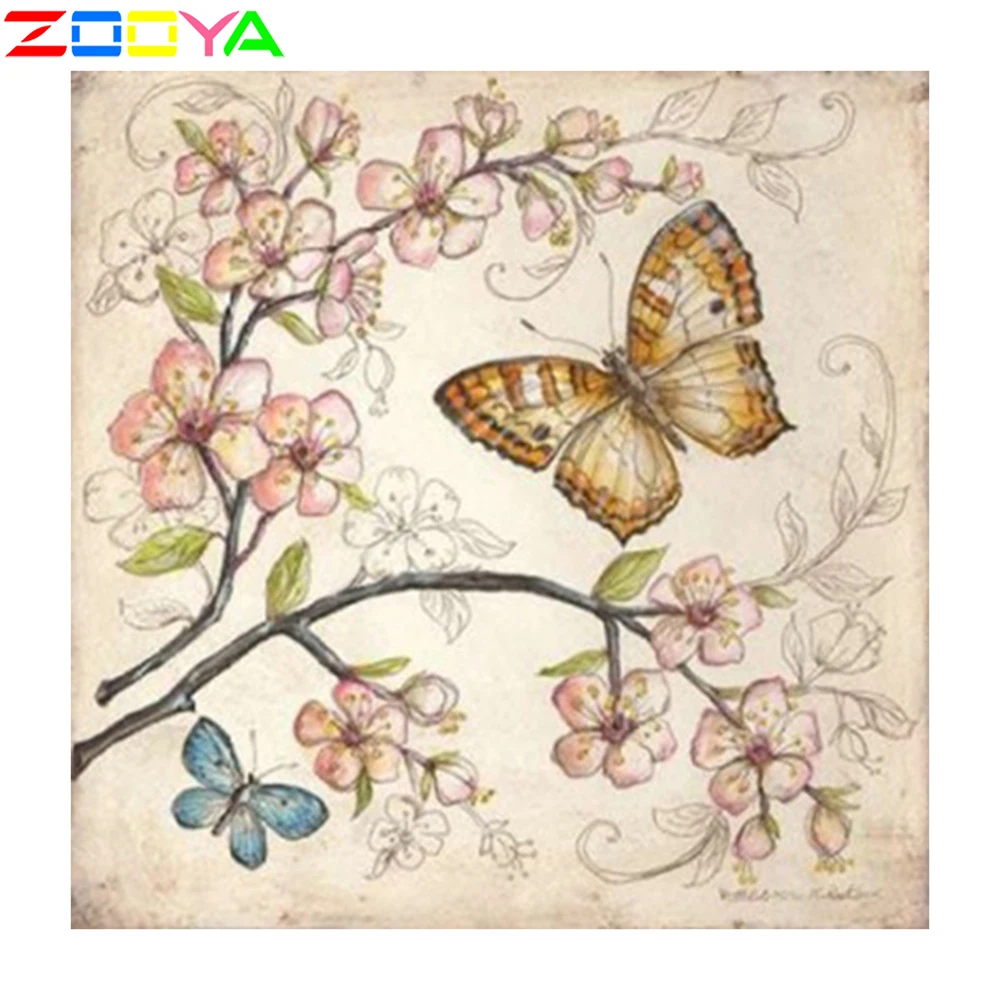 Zooya Полный алмаз Diy 5D Алмазная мозаика цветок бабочка Пейзаж Вышивка крестом