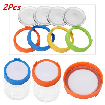 

2Pcs 86mm Sprouting Lids Sprout Cover Kit Seed Growing Germination Screw Bands Sealing Rings Lid for Mason Jars Canning Jars