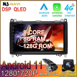 Radio con GPS para coche, reproductor Multimedia con Android 11, 128GB, vídeo, estéreo, para Mercedes Benz Sprinter, B200, W209, W169, Clase B, W245, B170