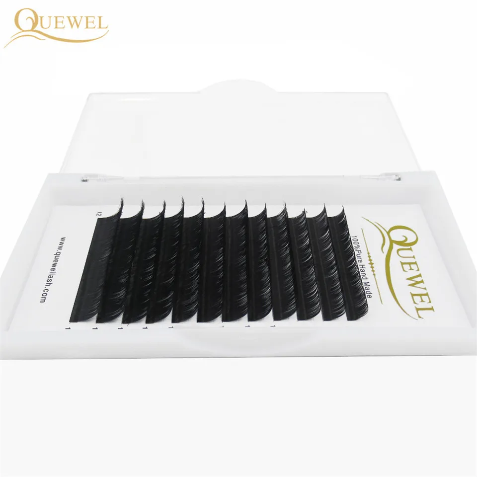 Quewel Eyelash Extension 12 Lines/Tray Silk Cilios Soft Professionals Individual Eye Lash Extensions C/CC/D Curl False Lashes