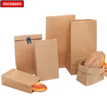 100X индивидуальные одноразовые из крафт-бумаги бумажный пакет для хлеба с широким дном на заказ фаст-фуд на вынос бумажный мешок жиронепроницаемая бумага масляная бумага