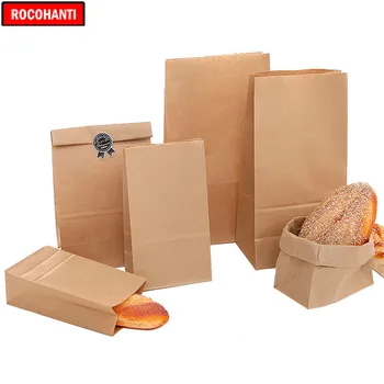 

100X Customized Disposable Kraft Paper Bread Bag Wide Bottom Bespoke Fast Food Take Away Paper Bag Greaseproof Paper Oilpaper