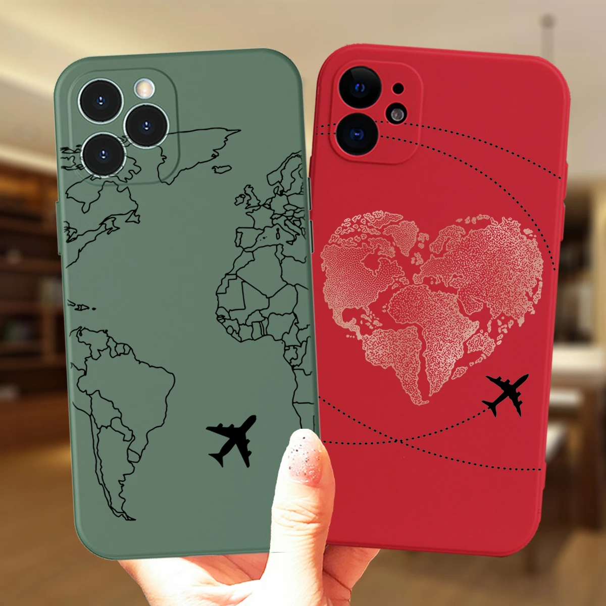 For iPhone 11 12 13 Pro Max 7 8 Plus X XR XS Max SE2 13Mini Cover Fashion Luxury Popular Planes World Map Travel Silicone Case iphone 13 pro phone case