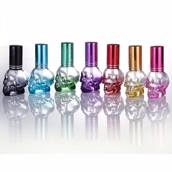 

1pc 8ML Colorful Mini Travel Unique PersonalitY Skull Shape Empty Glass Perfume Bottle Small Sample Portable Parfume Bottles