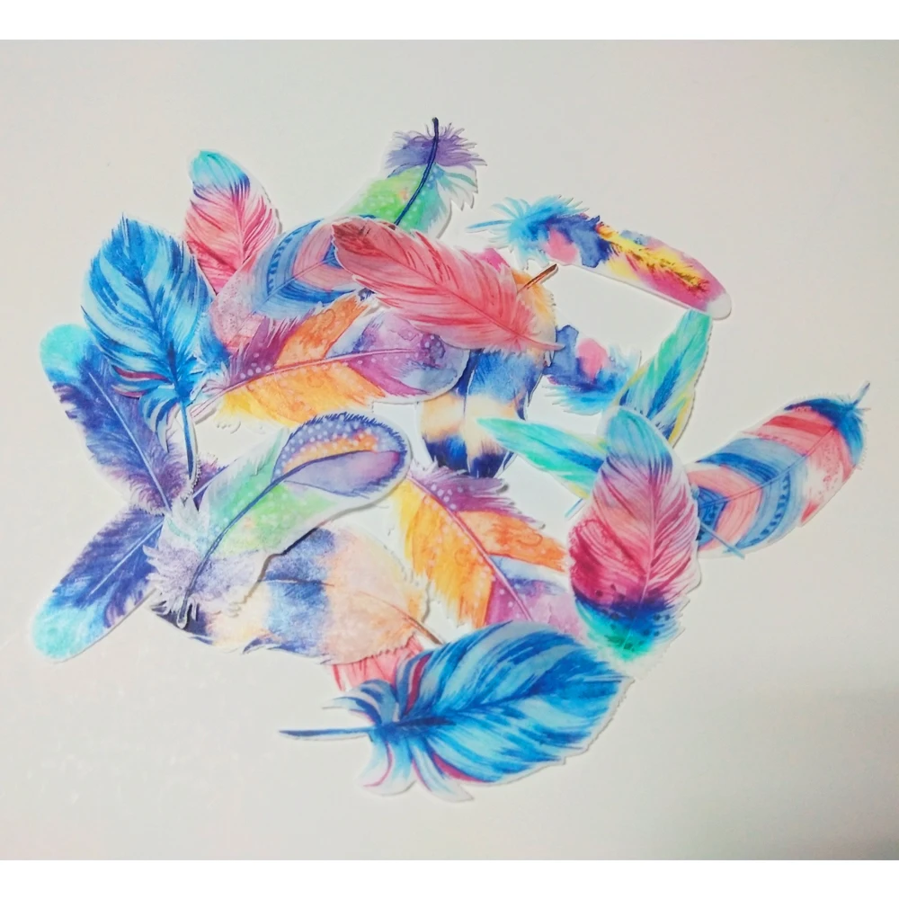 

Peacock feather Edible Pre-Cut Wafer paper Cupcake Toppers Pretty Cake creative decoration,cake decorating tools