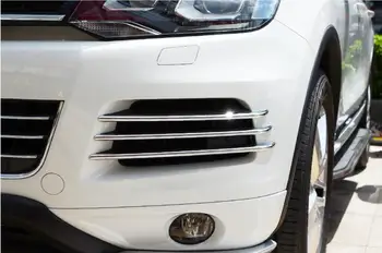 

High Quality!Car Styling 2pcs x Front Fog Light Lamp side Grille Cover Trims for VW Touareg 2011 2012 2013 2014