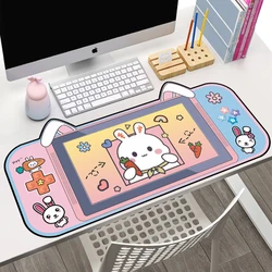 Bonito dos desenhos animados gato orelha mouse almofada rosa grande animação gamer teclado antiderrapante tapete de mesa adequado para escritório acessórios do computador
