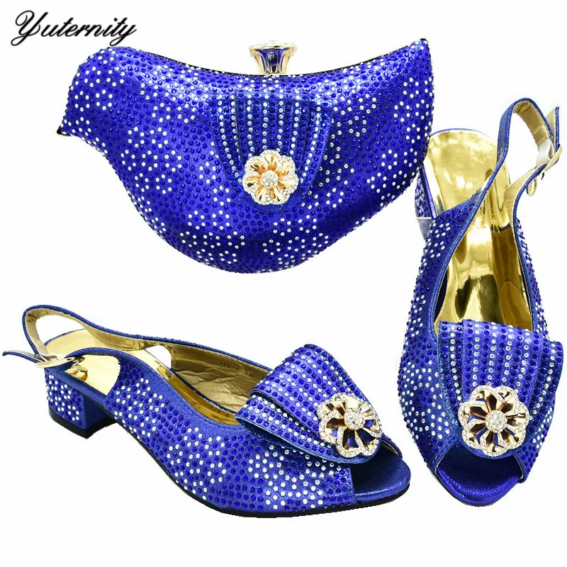 

Autumn New Arrival Italian Style Pumps Shoes And Bag Set African Blue Color Ladies Evening Shoes And Bag Set For Christmas Party