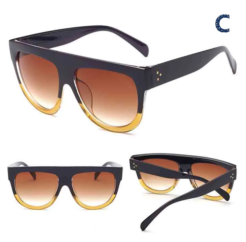 Зеркальные Солнцезащитные очки «кошачий глаз» для мужчин и женщин, винтажные негабаритные градиентные солнцезащитные очки, женские роскошные дизайнерские солнцезащитные очки UV400 - Цвет: C