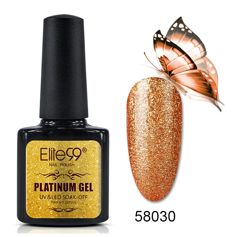Elite99 10 мл Блестящий Гель-лак для ногтей замочить от платины Nails Art Gellak UV цвета верхнее Базовое покрытие праймер Полупостоянный УФ-лак - Цвет: 58030