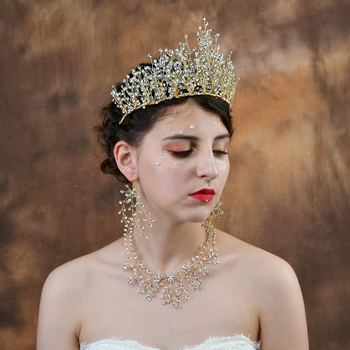 

TRiXY H193 Golden Wedding Crown Bridal Tiara Wedding Hair Crown Bride Crown Bridal Wedding Hair Jewelry Wedding Hair Accessories