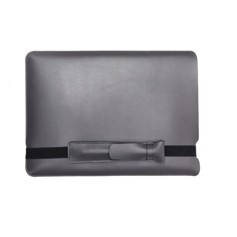Leather Organizer Storage Bag For MacBook Pro 16 Inch Protective Cover Soft Microfiber Anti-Scratch Laptop With Pen Holder - Цвет: Темно-серый
