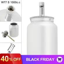 W77 1000 мл нержавеющая сталь автомобильный Краскораспылитель горшок с 3/8 дюймовым входом воздуха и 3/5 дюймовым резьбовым соединителем для автомобильной