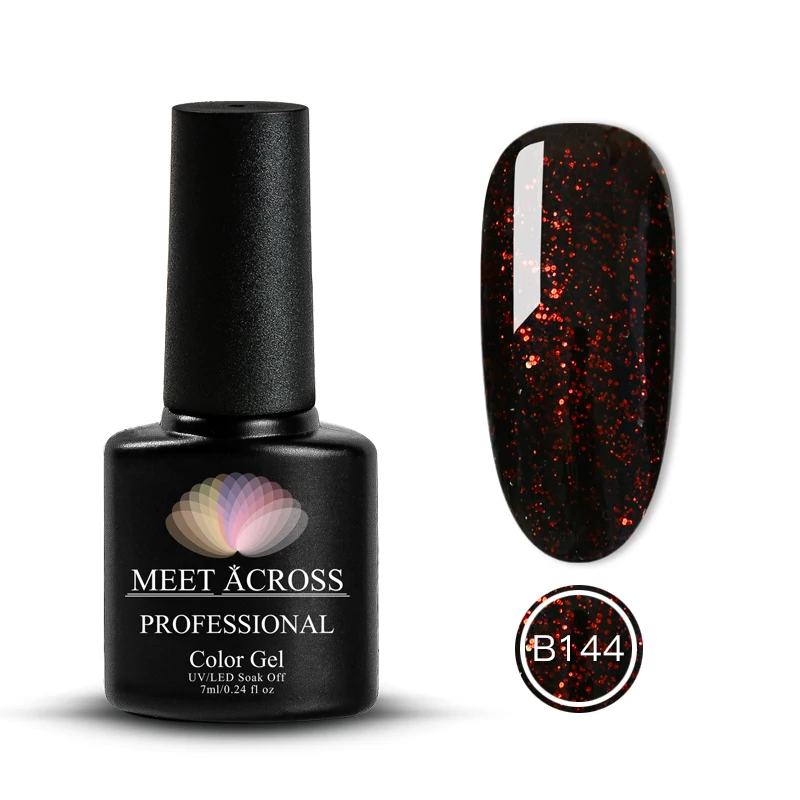 MEET ACROSS 8ml Nail Gel Christmas series Platinum UV Nail Gel 60 Colors Shimmer Nails Polish Base And Top Coat Primer For Nail - Цвет: AM37071