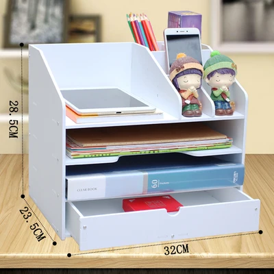 DIY школьные книжные полки, настольные аксессуары, канцелярский стол, органайзер для файлов, поднос для журналов, карандаш для макияжа, органайзер для ручек, держатель для заметок - Цвет: with Drawer