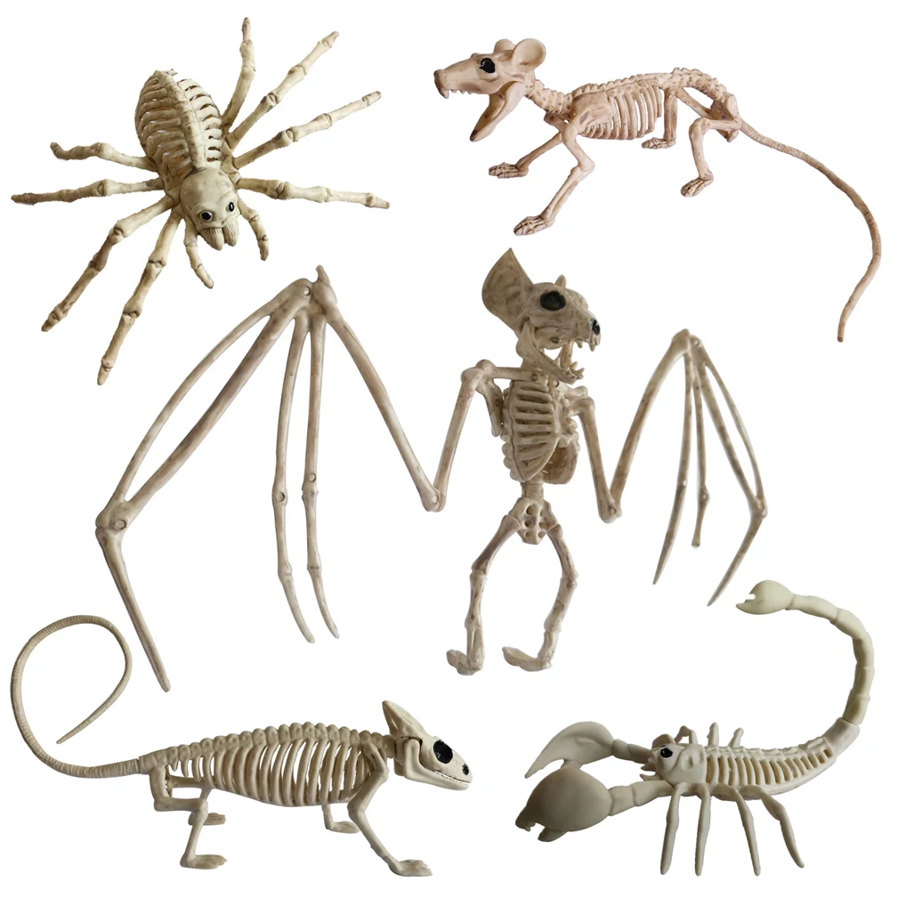 

Halloween Decoration Animal Skeleton Creepy Spider Bat Mouse Scorpion Lizard Bones Ornaments Hallowmas Festival Horror Prop Toys