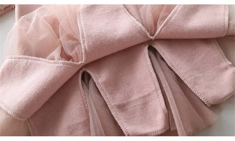 One Piece Party Dress Long Sleeve Girls Dress Appliques Sleeve Asymmetrical Ruched Princess Cotton Outfit Streetwear Dresses