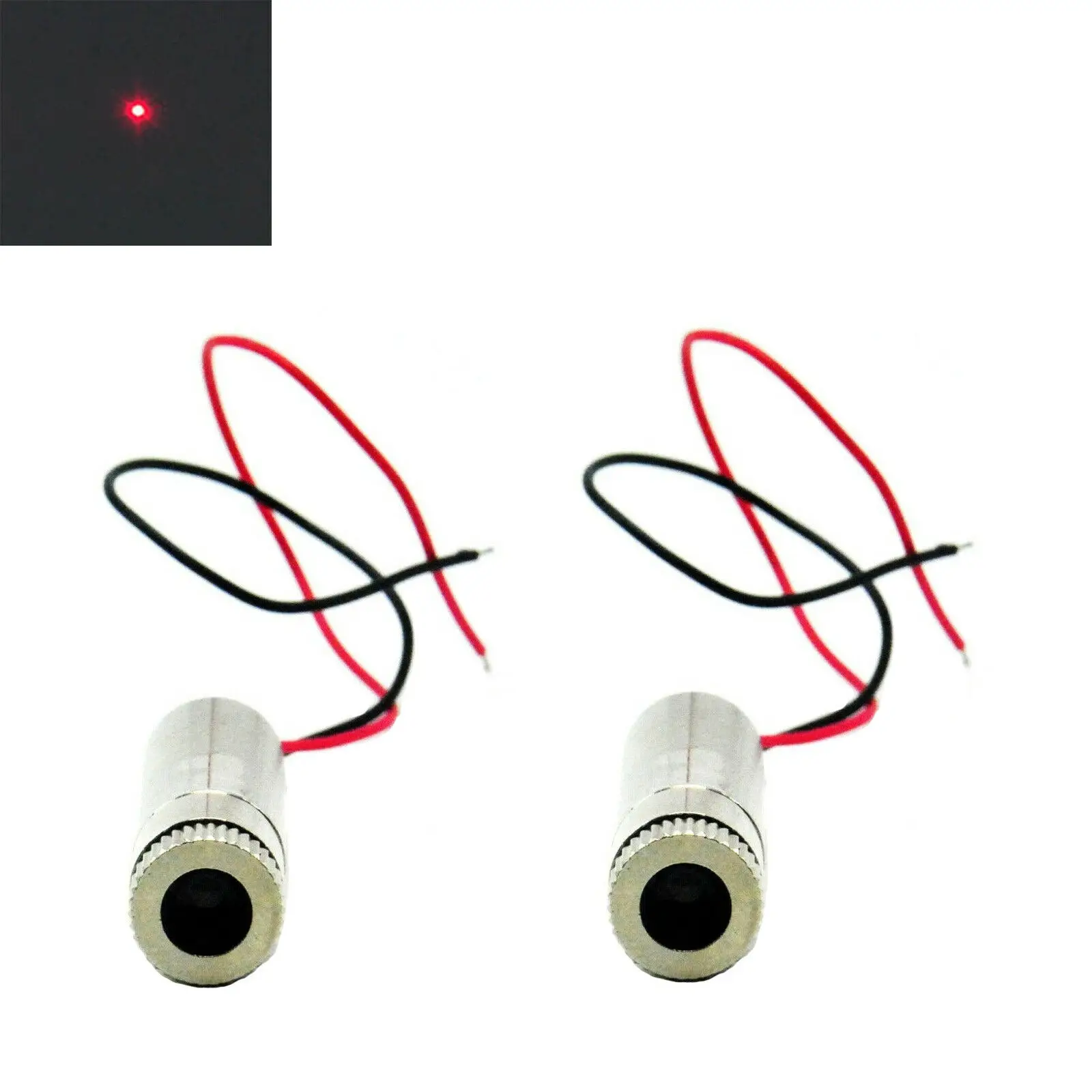 2pcs Focusable 650nm 30mW Dot 12x35mm Red Laser Diode Module 5V w/ Driver-in 650nm 5mw dot 3 5v 12x35mm focusable red laser module diode w driver in