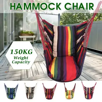 

Portable Hammock Chair Hanging Rope Chair Swing Chair Seat with 2 Pillows for Garden Indoor Outdoor Fashionable Hammock Swings