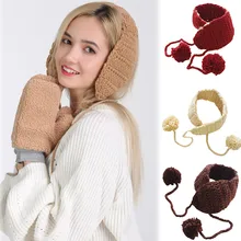 Зимние женские наушники двойного назначения из овечьей кожи с ремешками двойного назначения, теплые, морозостойкие, толстые модные уличные наушники# YL10