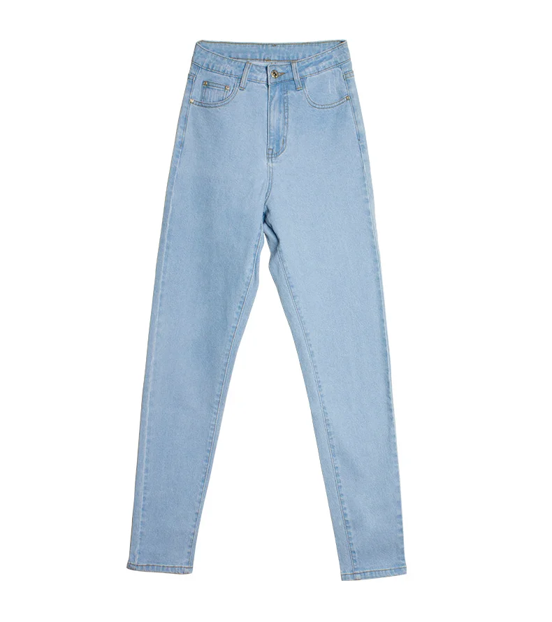 Light blue Европейские и американские осенние женские узкие Стрейчевые джинсовые брюки с высокой талией, одноцветные потертые тонкие женские джинсы - Цвет: Light blue