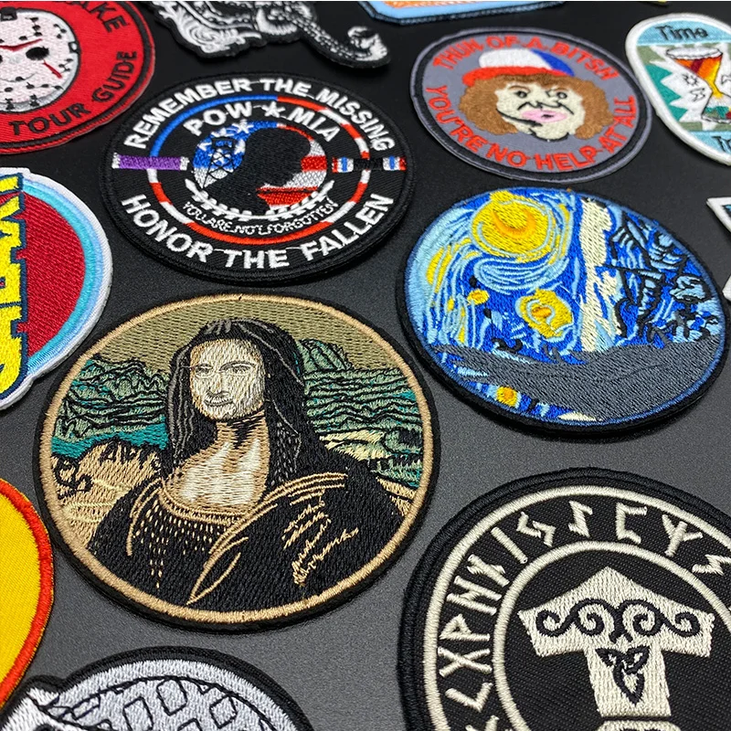 

Van Gogh Patch Iron On Patches For Clothing Mona Lisa Embroidery Patches For Clothing Sewing Fabric Decro Accessories