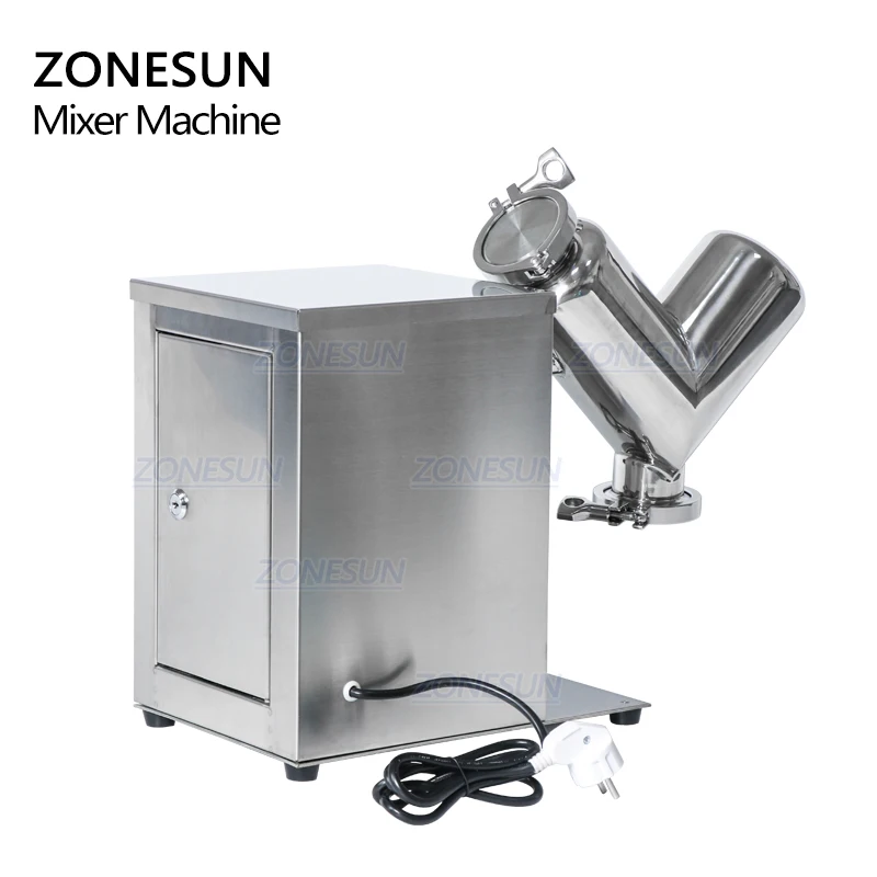 ZONESUN V2 Powder Mixing Machine Stainless Dry Powder Mixer Blender For Pills Candy Tablet Vitamin House Blending Machine