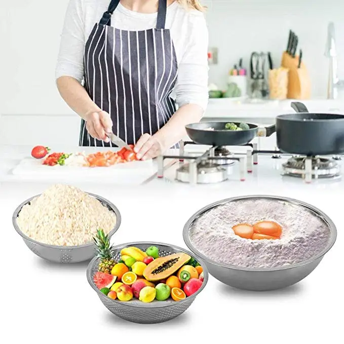 ICESTCHEF 3 шт., нержавеющая сталь, фильтр для мытья риса, слив фруктов, овощей, корзина для мытья, Сетчатое сито, слив, чистящий гаджет