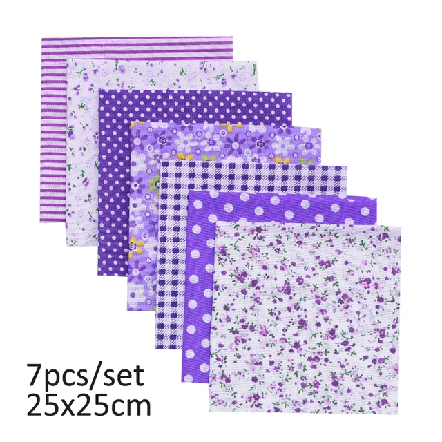 20cmx25cm and 25cmx25cm Cotton Fabric Printed Cloth Sewing Quilting Fabrics for Patchwork Needlework DIY Handmade Material 7pcs 25x25cm
