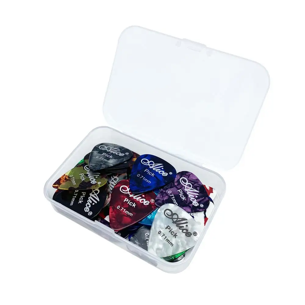 

40 pieces Alice Guitar Picks with Storage Box Long Life Mediator Bass Pick Druable Material Thickness .46 .71 .81 .96 1.2 1.5 mm