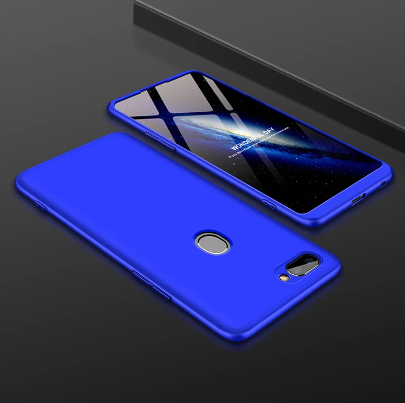 Oppo Realme XT X2 Real Me 1 2 3 5 Pro Чехол на 360 градусов полностью защищенный матовый жесткий чехол для телефона Realme U1 C1 C2 K3 K5 - Цвет: Blue